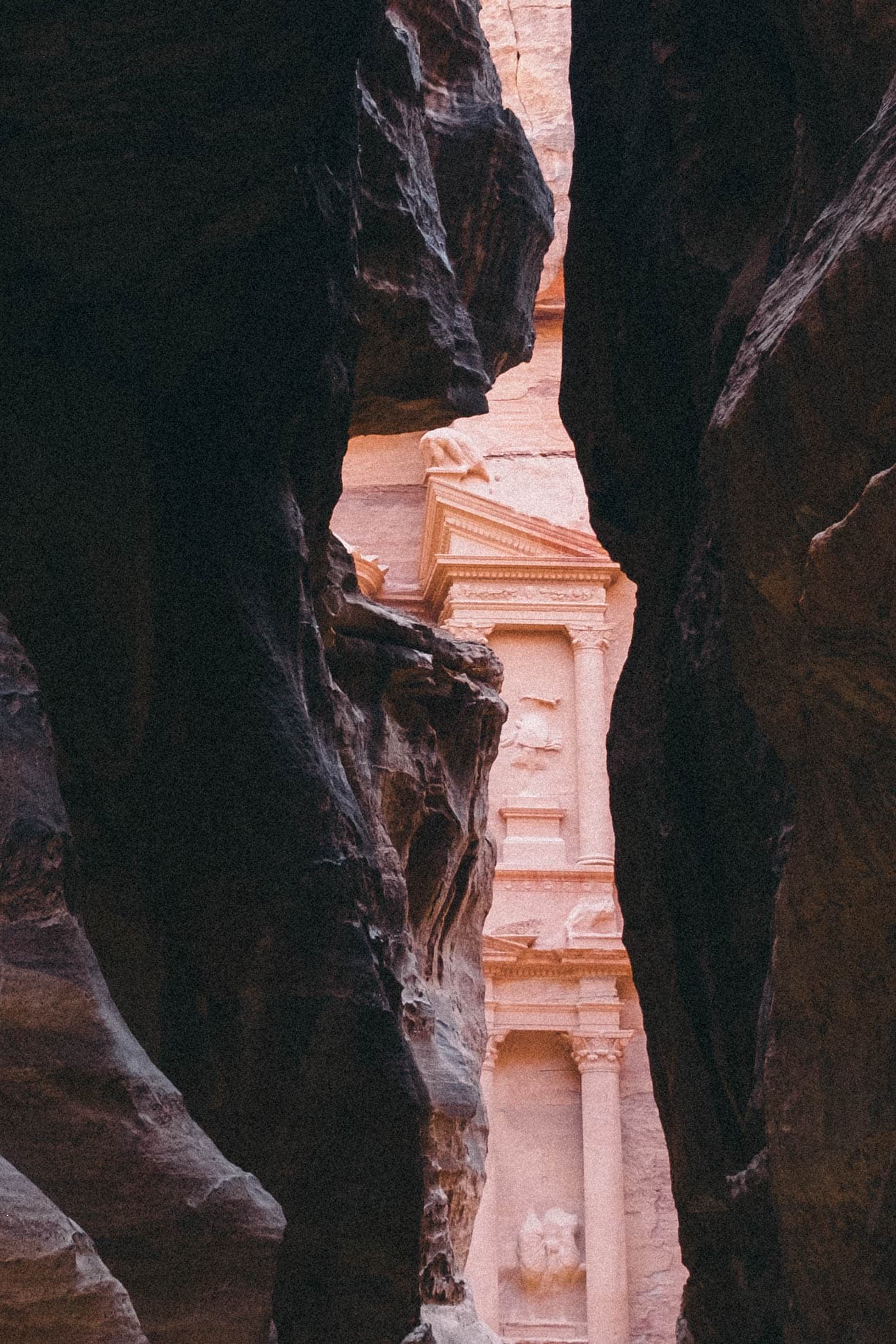 The Treasury at Petra glimpsed through the Siq