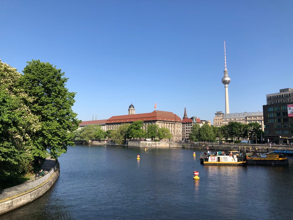 The Berlin television tower beyond the river