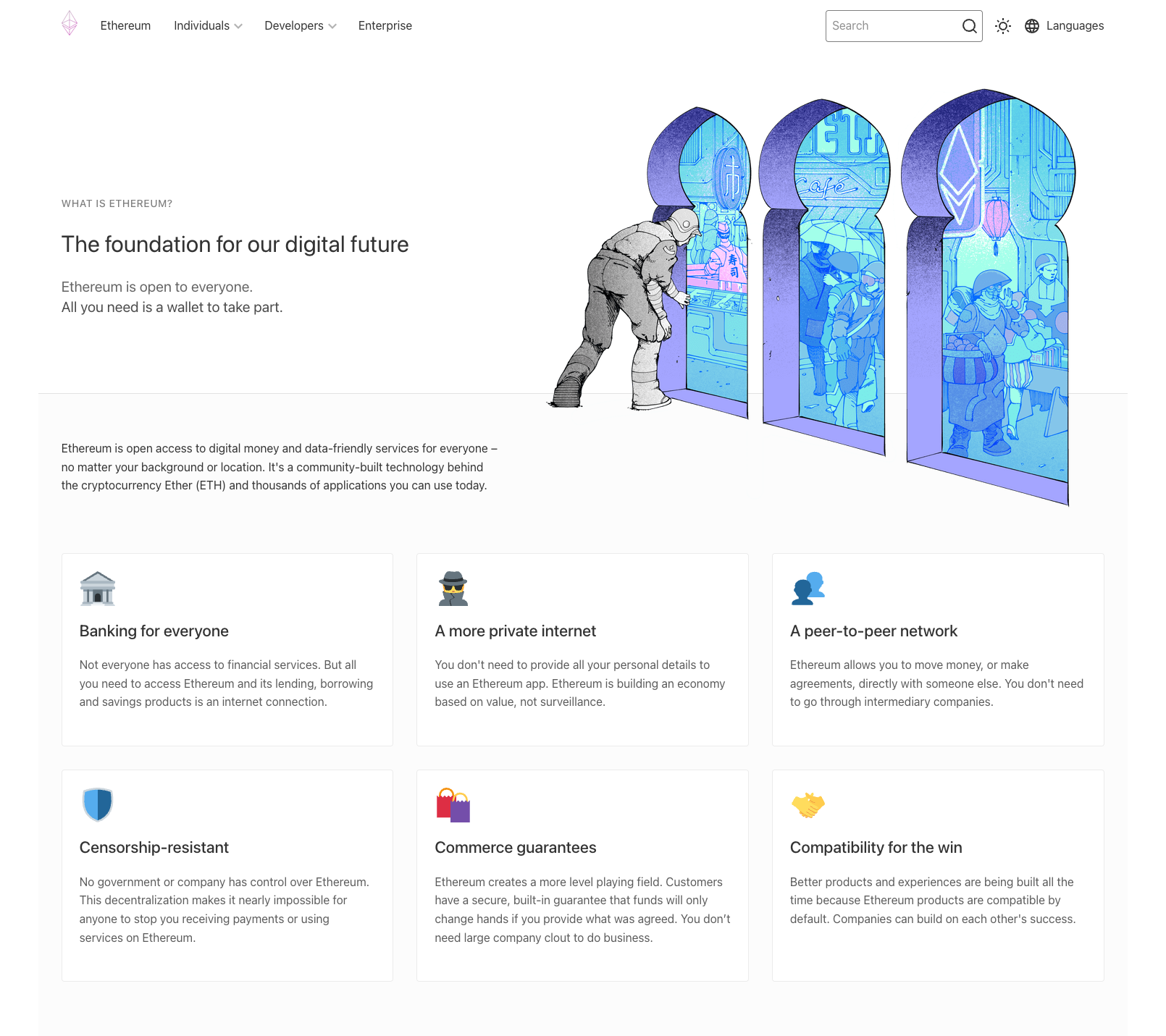 The Ethereum individuals page designed by Carl Fairclough