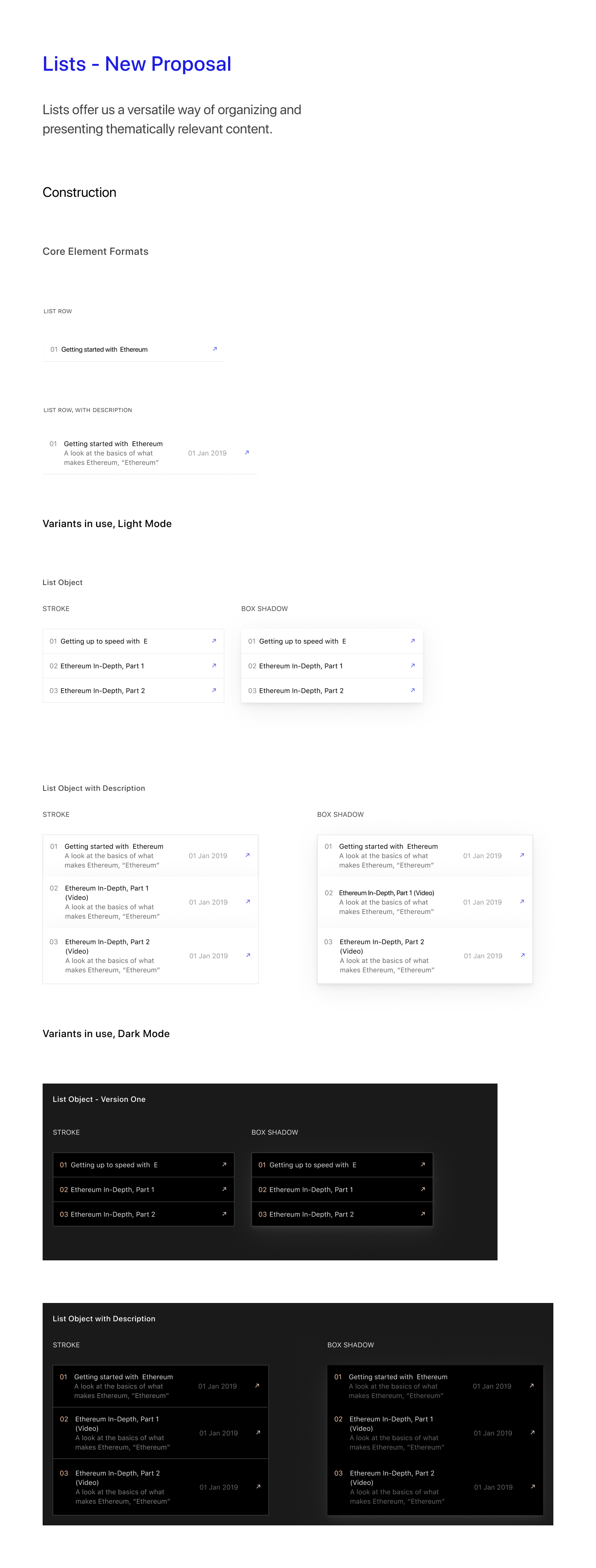 Ethereum.org styleguide lists by Carl Fairclough