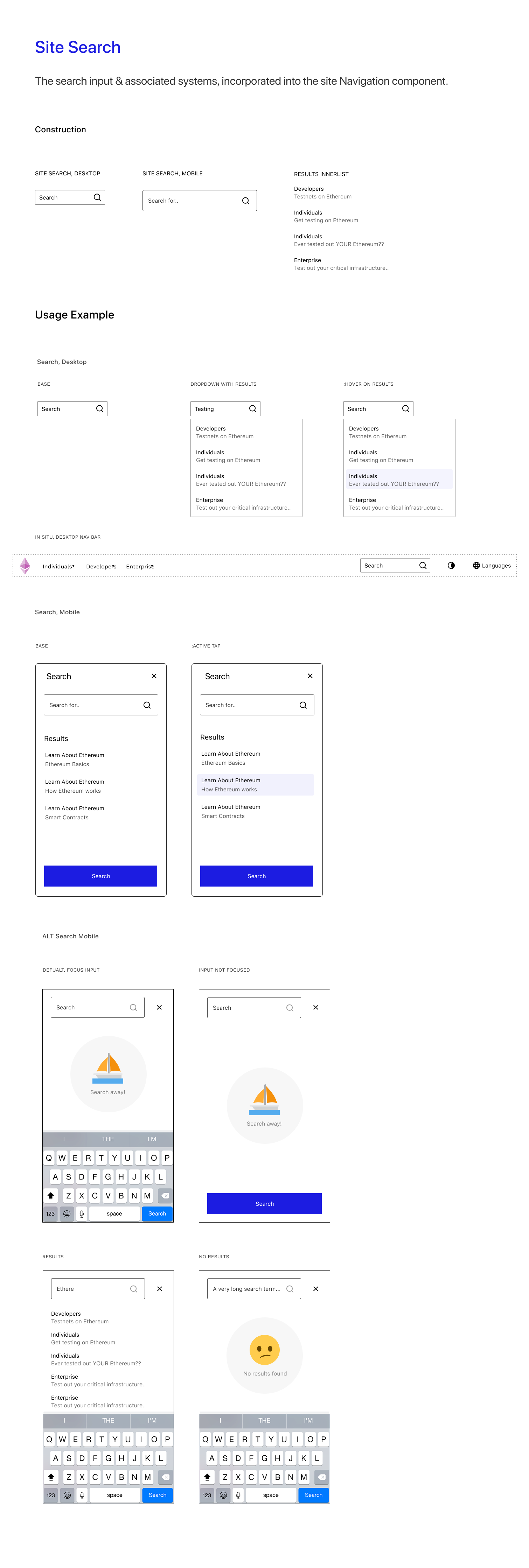 Ethereum.org styleguide search by Carl Fairclough