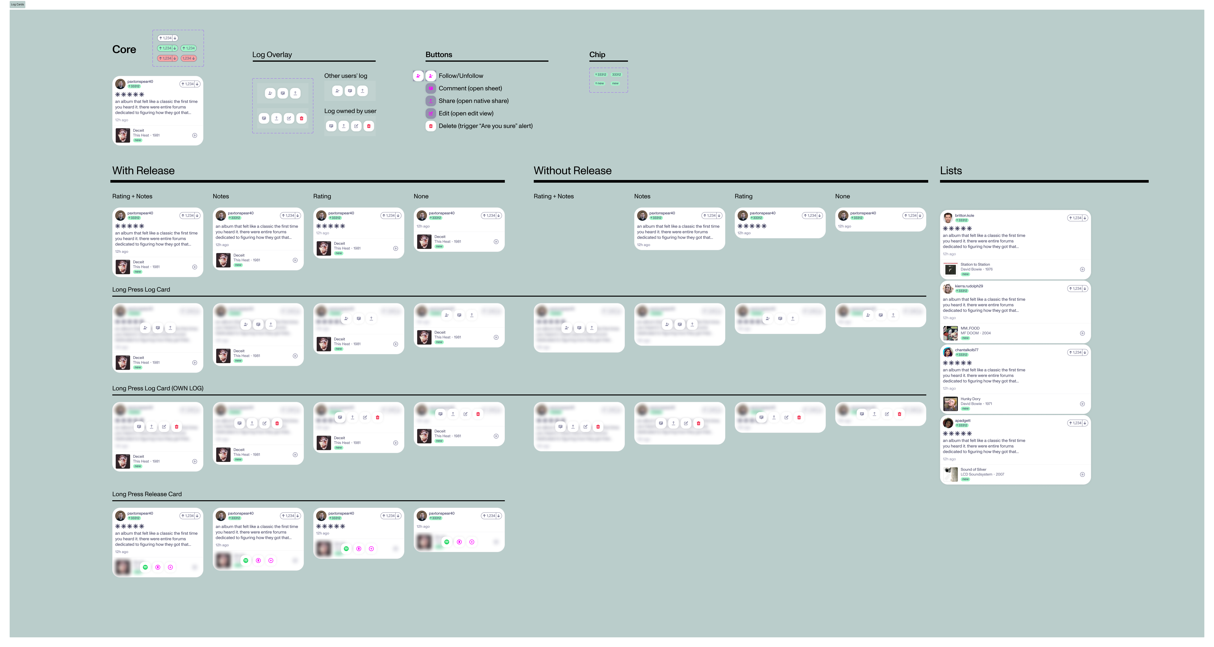 Factory.fm cards logs view