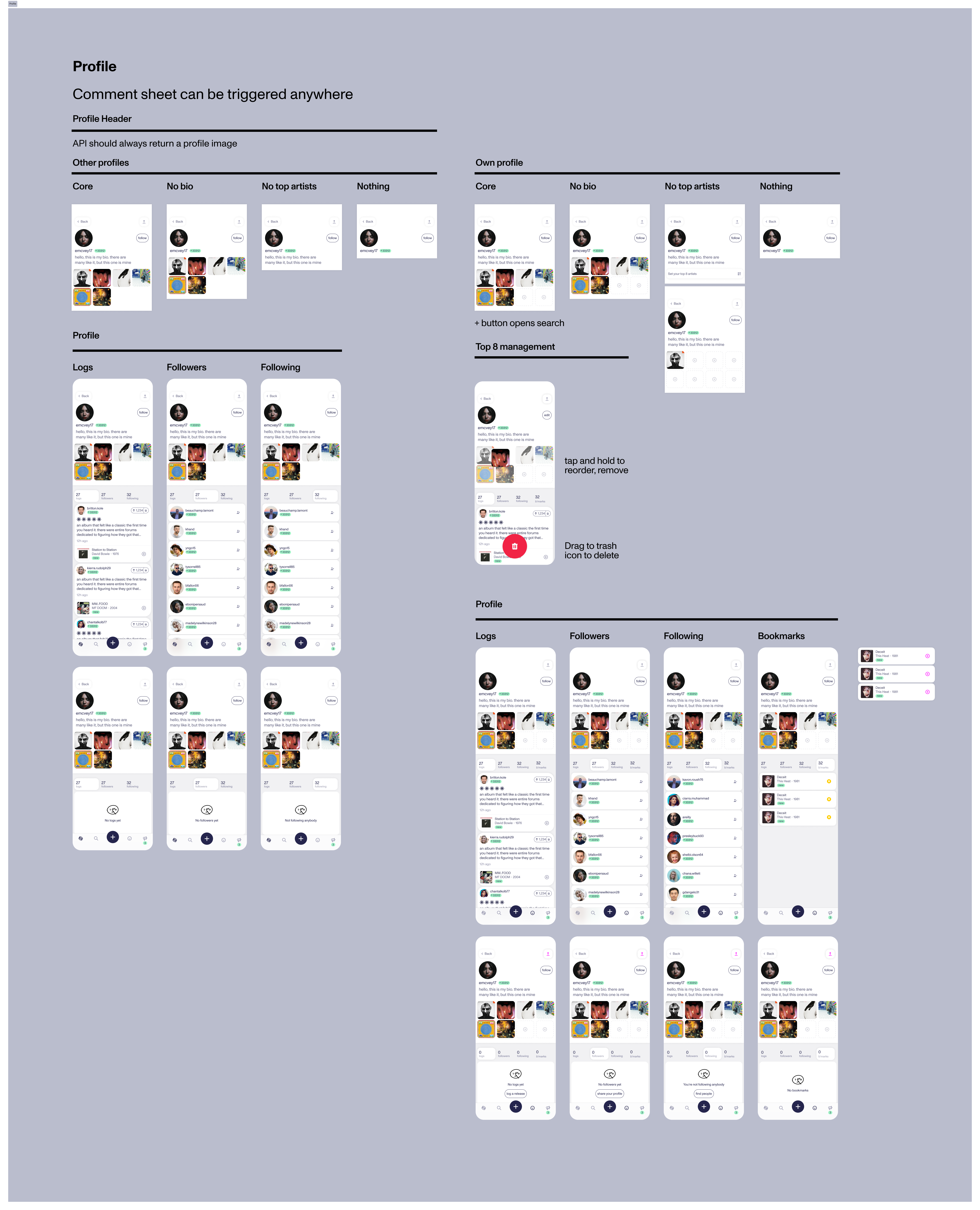 Factory.fm profile screen