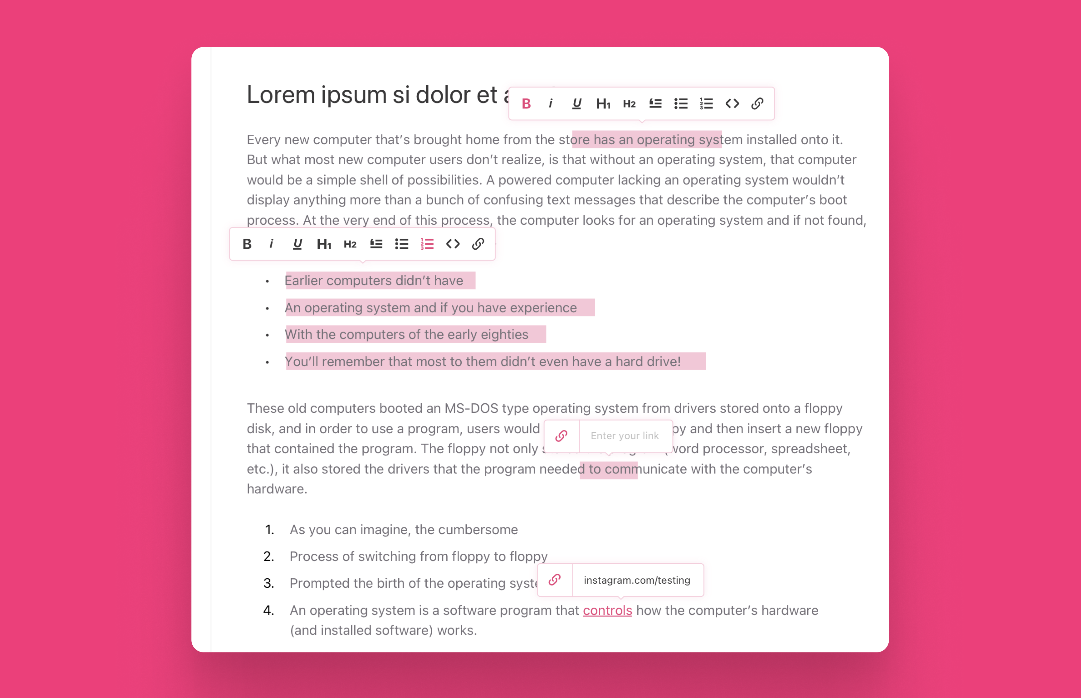 Rich-text authoring inside a Zeroheight style guide
